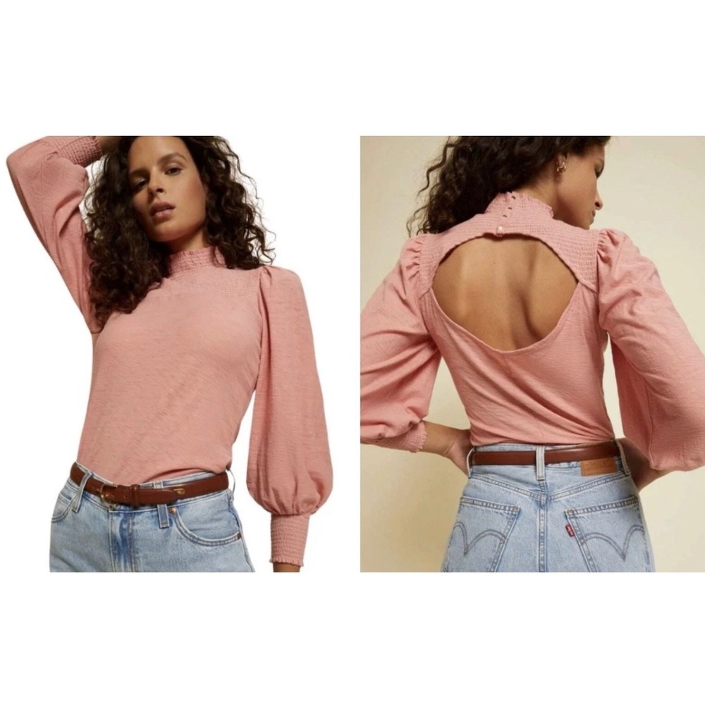Nation LTD Sz Sm Sandrine Boheme Pink Puff Sleeve Top Blouse Cottage Boho